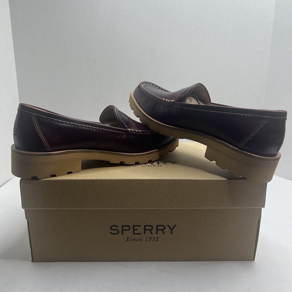Sperry Top-Sider A/O Lug Loafer Women’s 8.5 M Wine Leather Platform Shoes NIB
